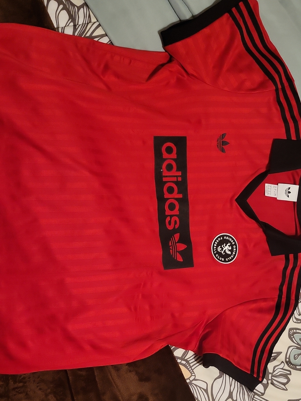 adidas Red Jersey with Black Trim and Logos
